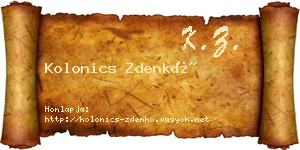Kolonics Zdenkó névjegykártya